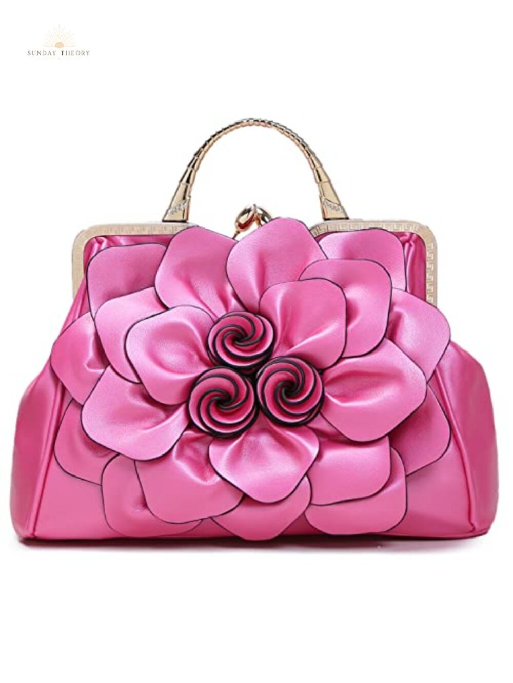 Women's Floral Evening Clutch Purse Removable Strap Compact